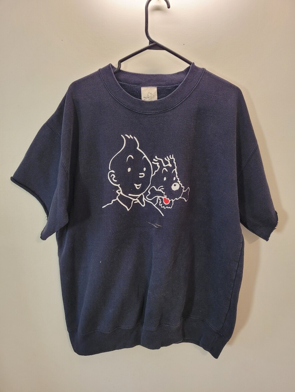 Tintin Short Sleeve Crewneck Sweatshirt In Black Tintin And Milou - Size L